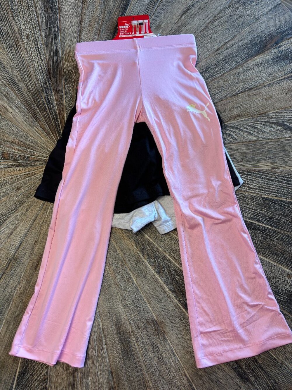 NWT Puma Girls 3-Pack Bottoms Set : Pink, Black, Grey Size 6